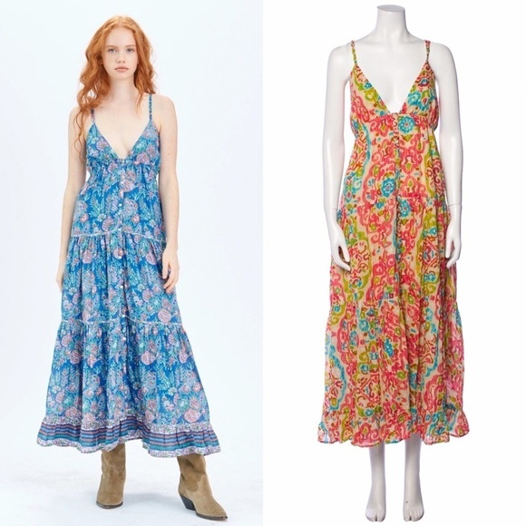 NWT REVOLVE Tile Print Sleeveless Tie Back Cutout Tier Ruffle Babydoll Dress S - Picture 5 of 8